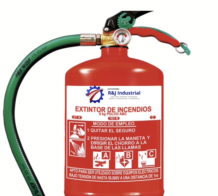Extintor de incendios de polvo químico ABC con la identidad original de R&J Industrial