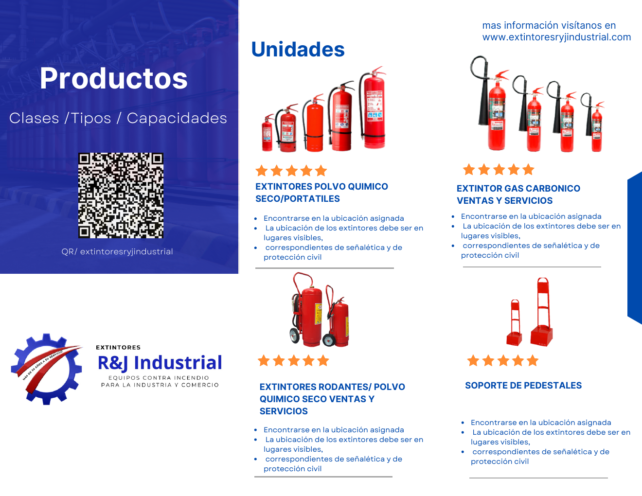 Página de productos del catálogo de R&J Industrial